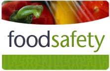 raw vegetables with the words food safety below