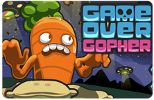 Image displaying the Game Over Gopher title slide and the carrot character.