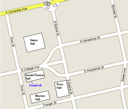 Location of Gerald Thomas building on NMSU campus 